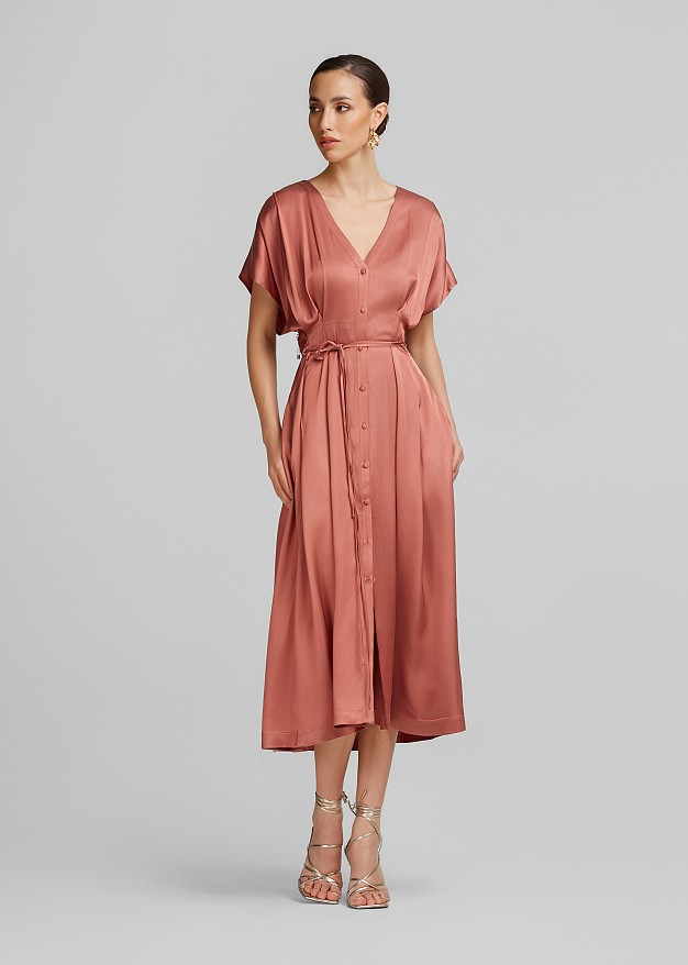 Shirt dress in satin-look