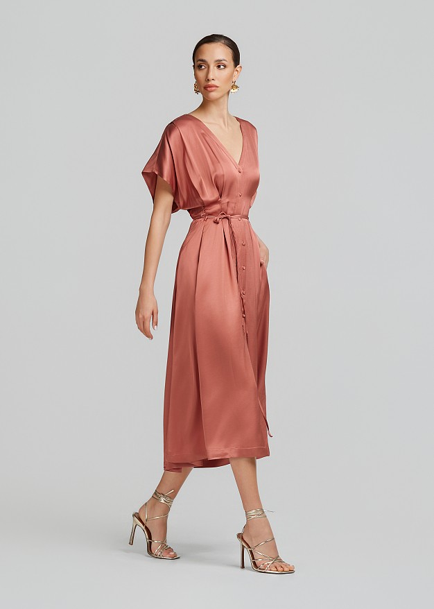 Shirt dress in satin-look