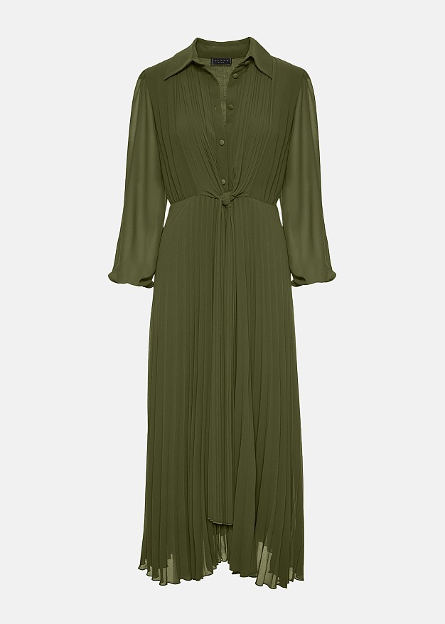 Midi pleated dress with buttons