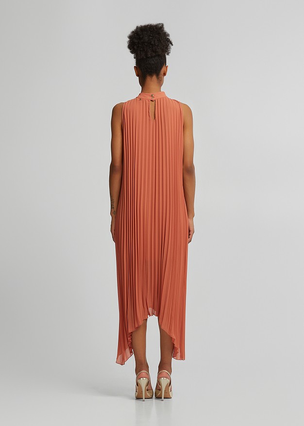 Pleated asymmetric dress