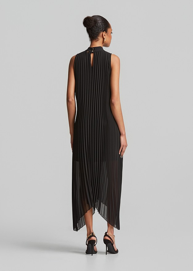 Pleated asymmetric dress