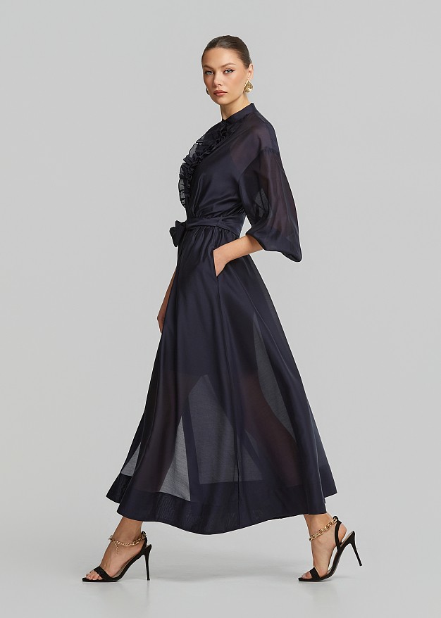Rochie-cămașă cu volane