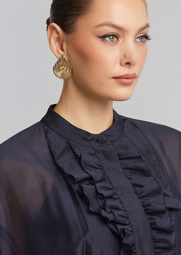 Rochie-cămașă cu volane