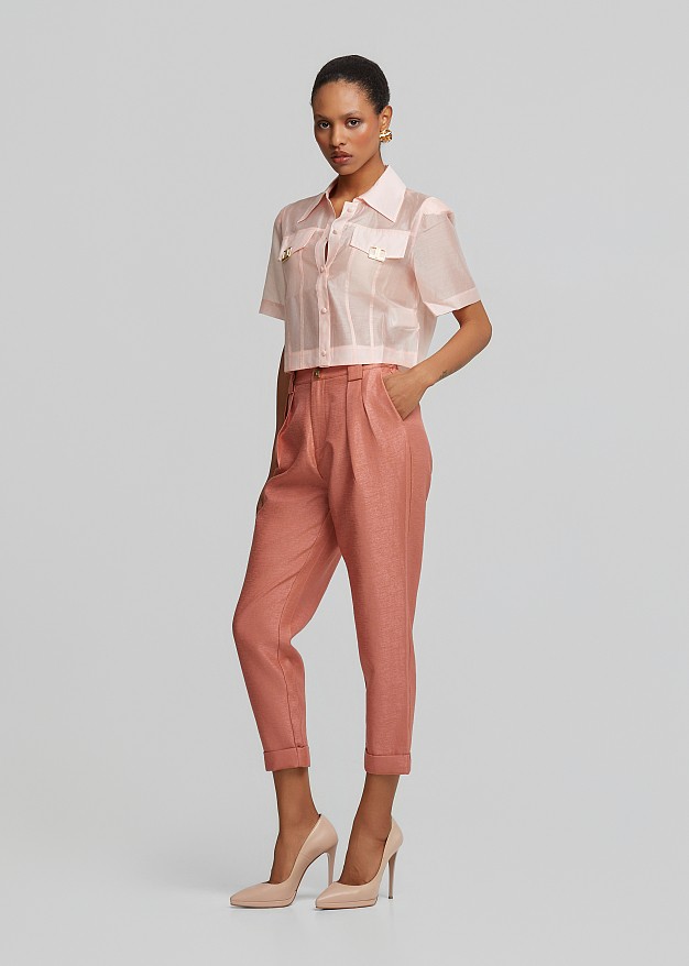 High-waisted chinos with pleats