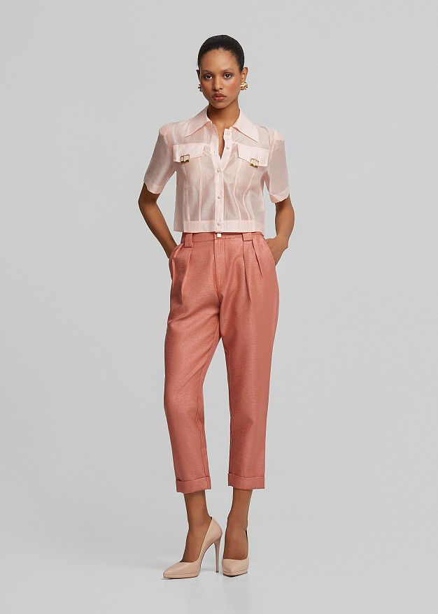 High-waisted chinos with pleats
