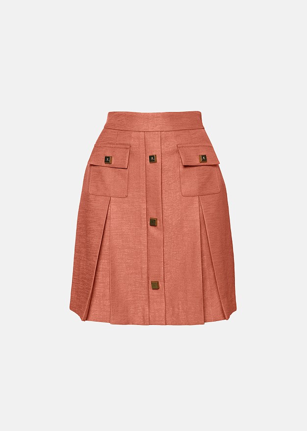 Pleated mini skirt with a silky finish