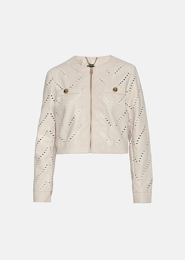 Leather look short suit jacket