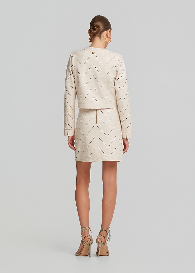 Leather look short suit jacket