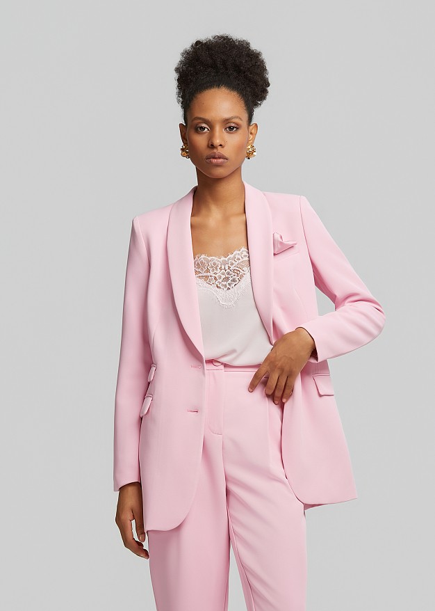 Pocket square crepe blazer