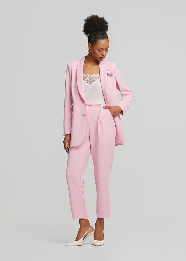 Pocket square crepe blazer