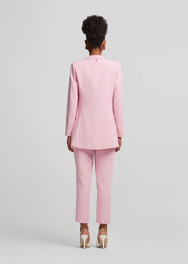 Pocket square crepe blazer