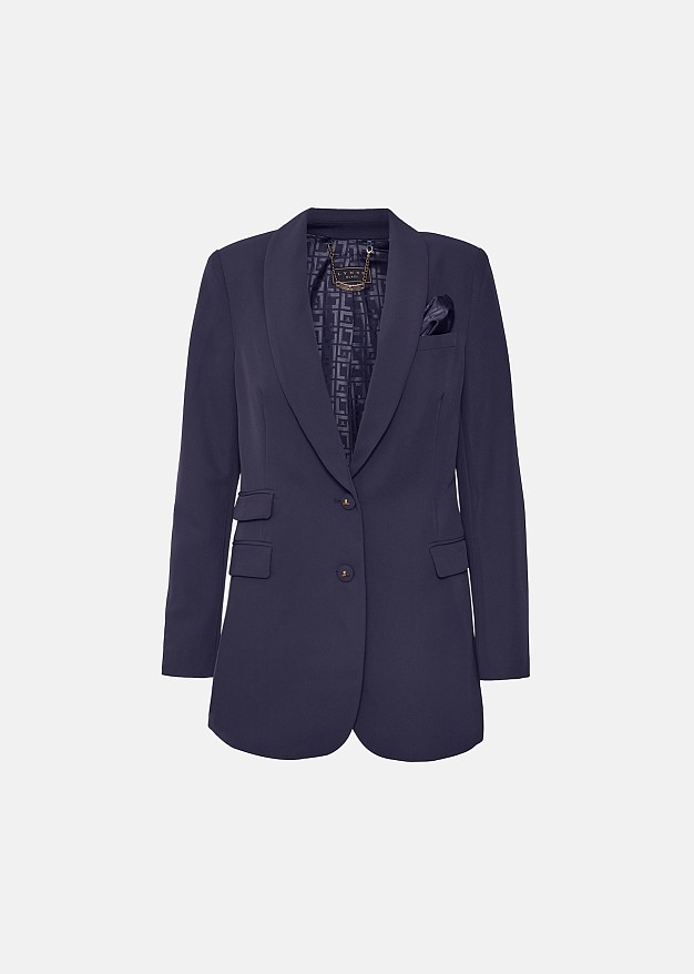 Pocket square crepe blazer