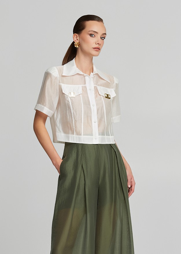Sheer cropped shirt