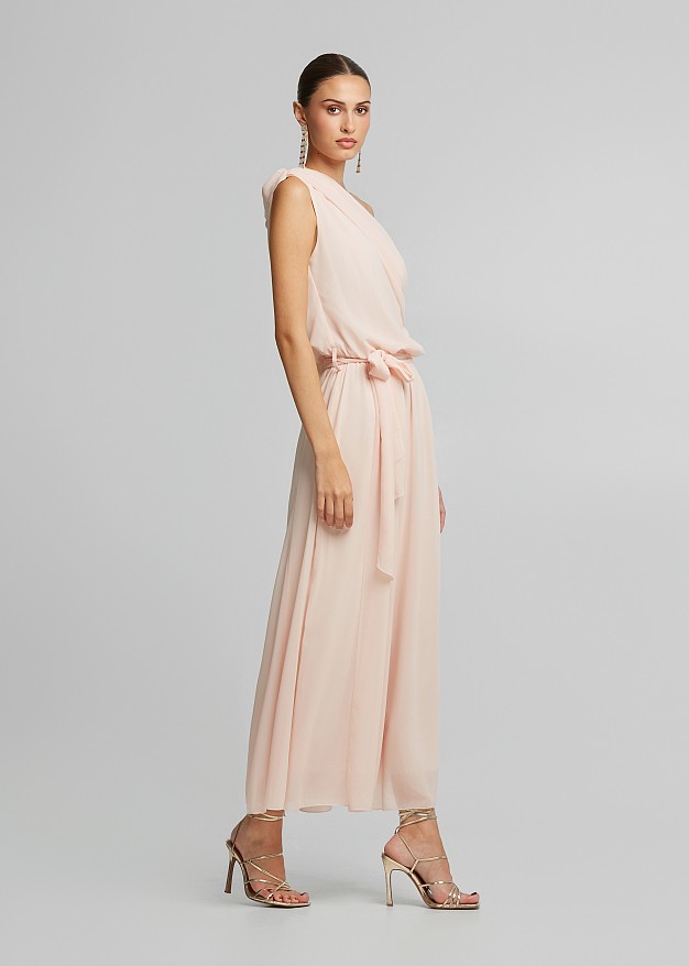 Tulle jumpsuit with one shoulder