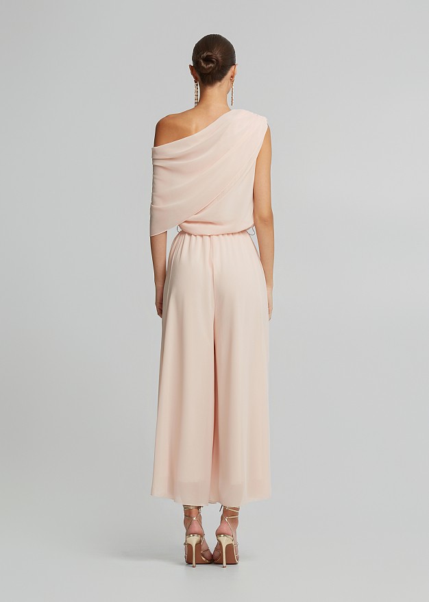 Tulle jumpsuit with one shoulder
