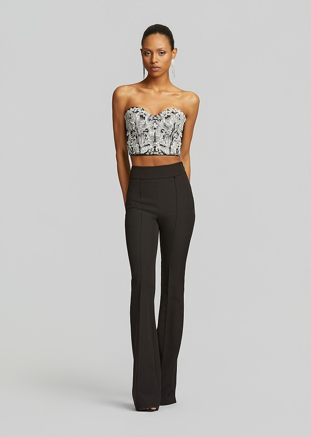 Embroidered bustier with contrast sequins