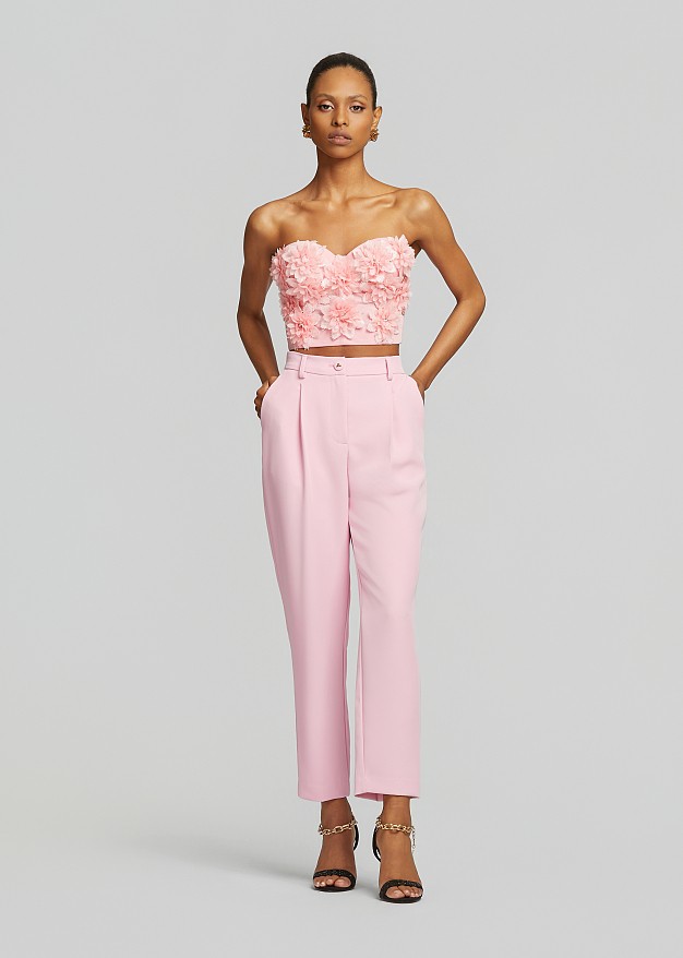 Bralette in appliqué flowers with rhinestones