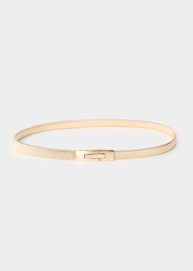 Elastic metal belt in gold finish with clasp buckle
