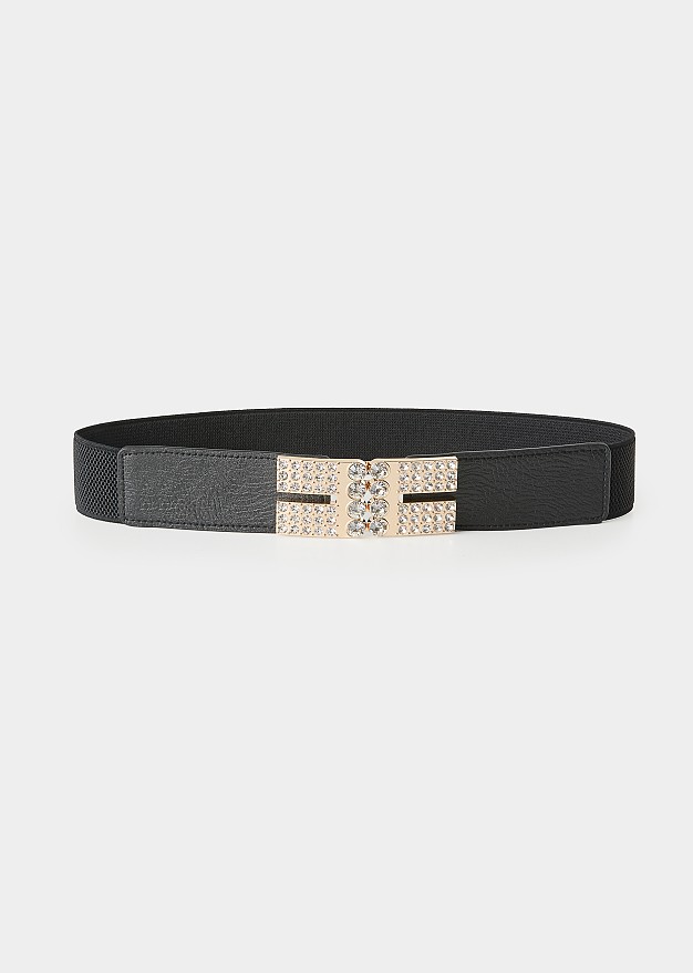 Belt in leather-look and rhinestone embellishments