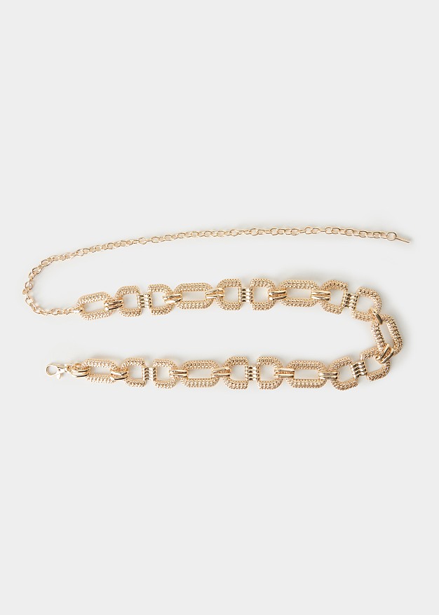 Metal chain belt in a gold finish