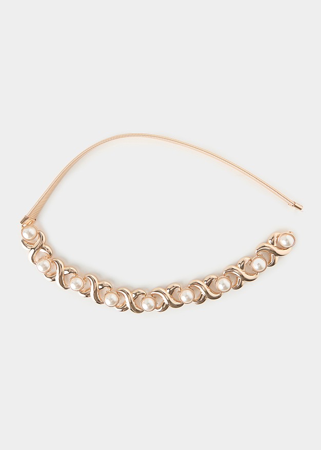 Belt in gold tone with pearls