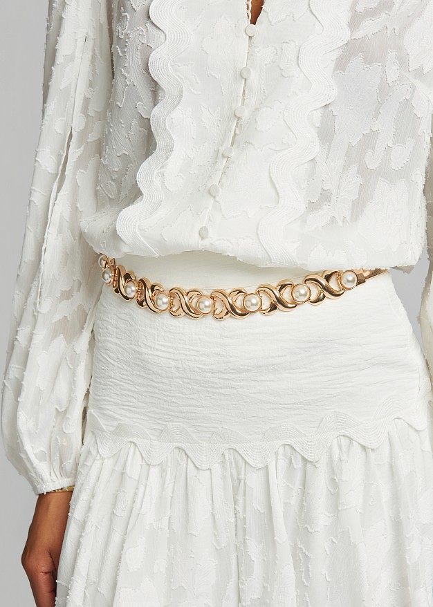 Belt in gold tone with pearls