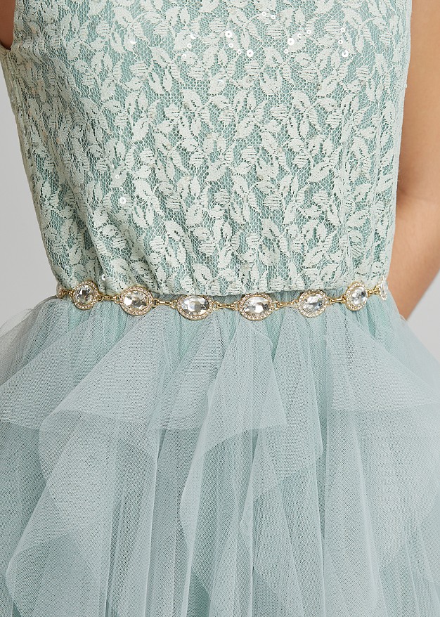 Metal belt with crystals