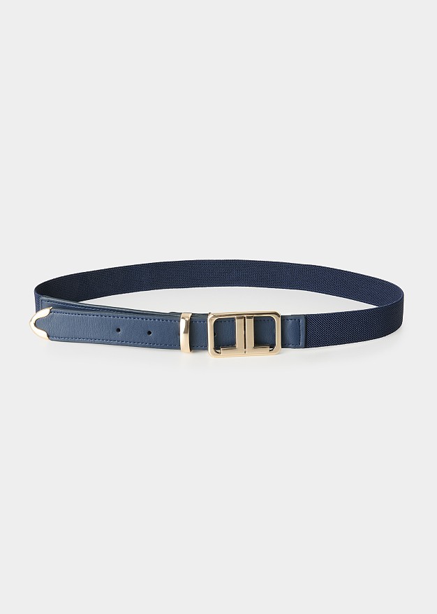 Slim belt with metal logo buckle