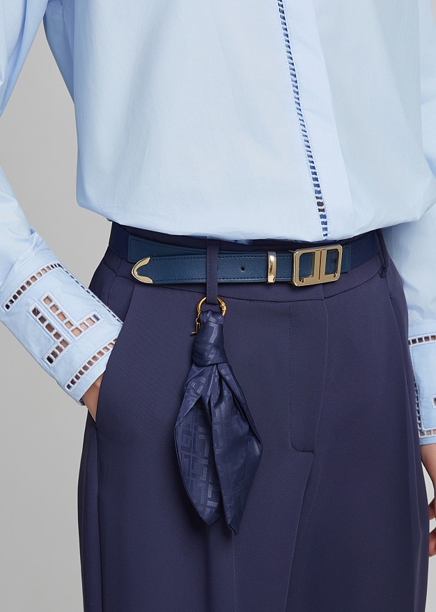 Slim belt with metal logo buckle