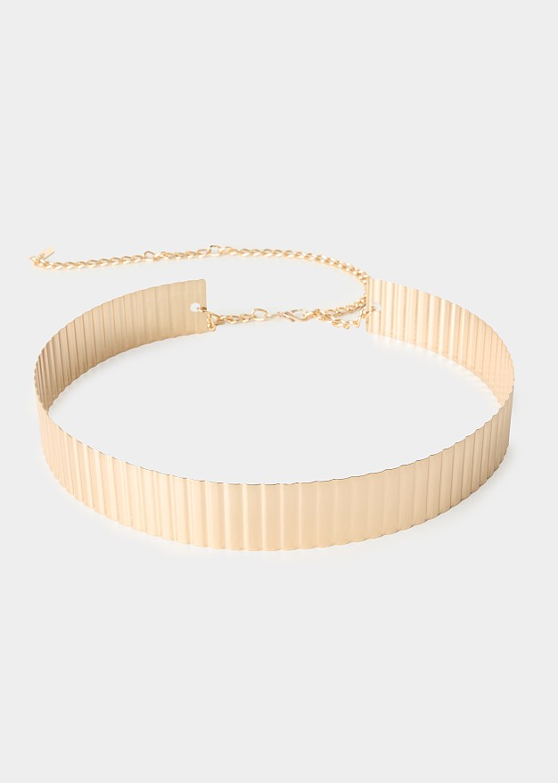 Metal belt with embossed design