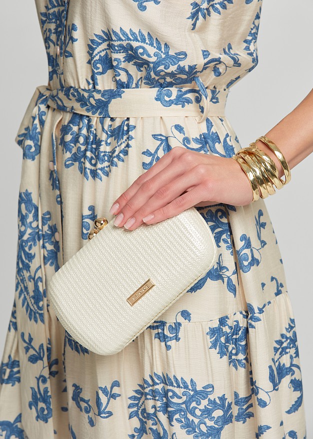 Woven look clutch bag