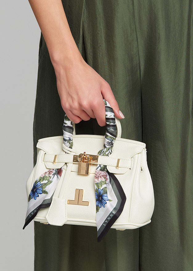 Mini top-handle bag with decorative scarf