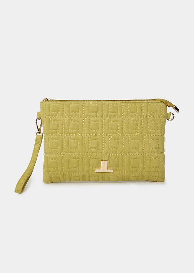 Envelope clutch in embossed suede look