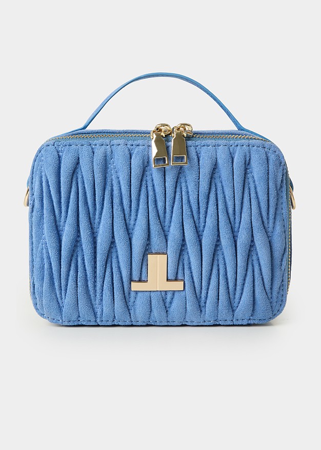 Quilted handbag with suede