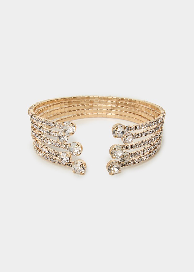 Cuff bracelet with crystals and rhinestones