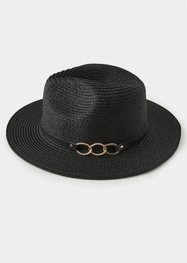Black straw hat