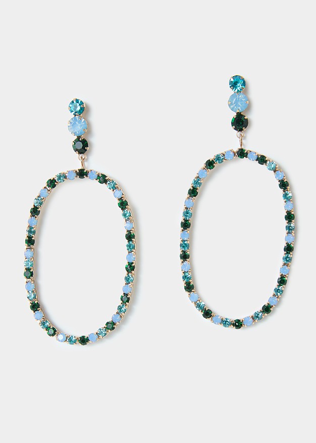 Dangle earrings in rhinestones
