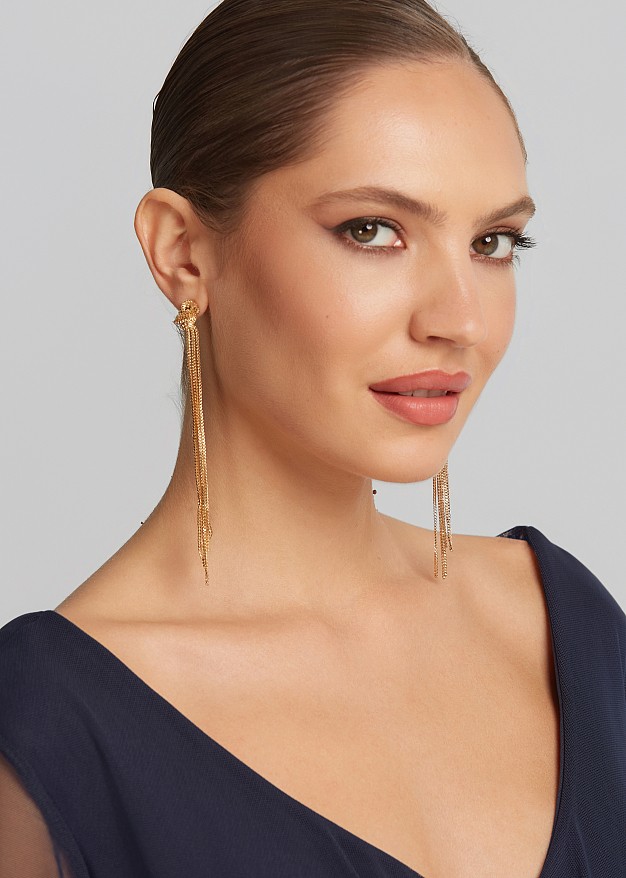 Gold-tone knot drop earrings