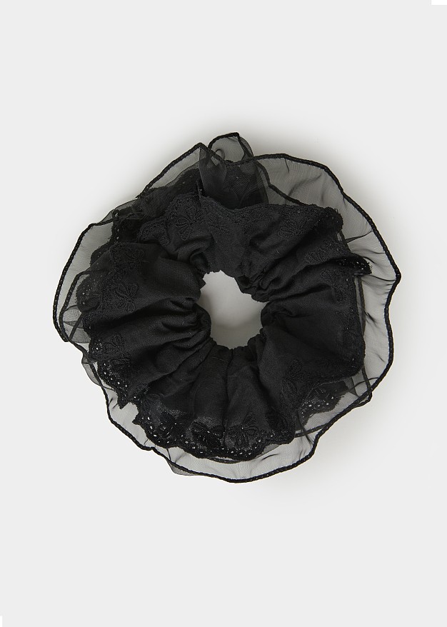 Scrunchie tulle in black