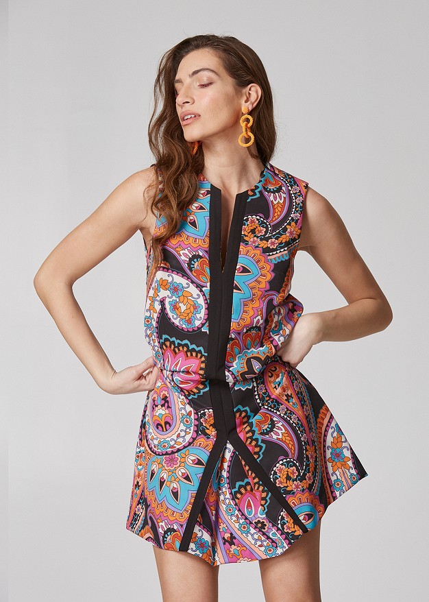 Mini dress with paisley pattern