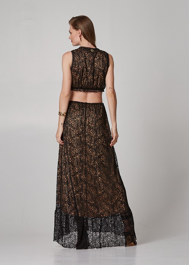 Maxi dress with lace and cut outs
