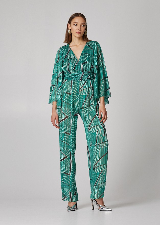 Jumpsuit with print and mesh
