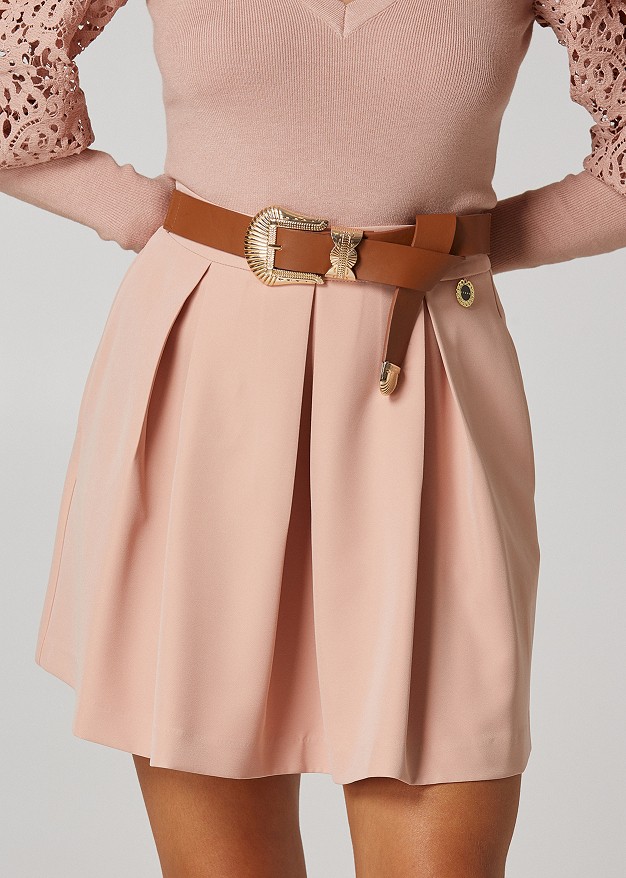 Pleated mini cloth skirt