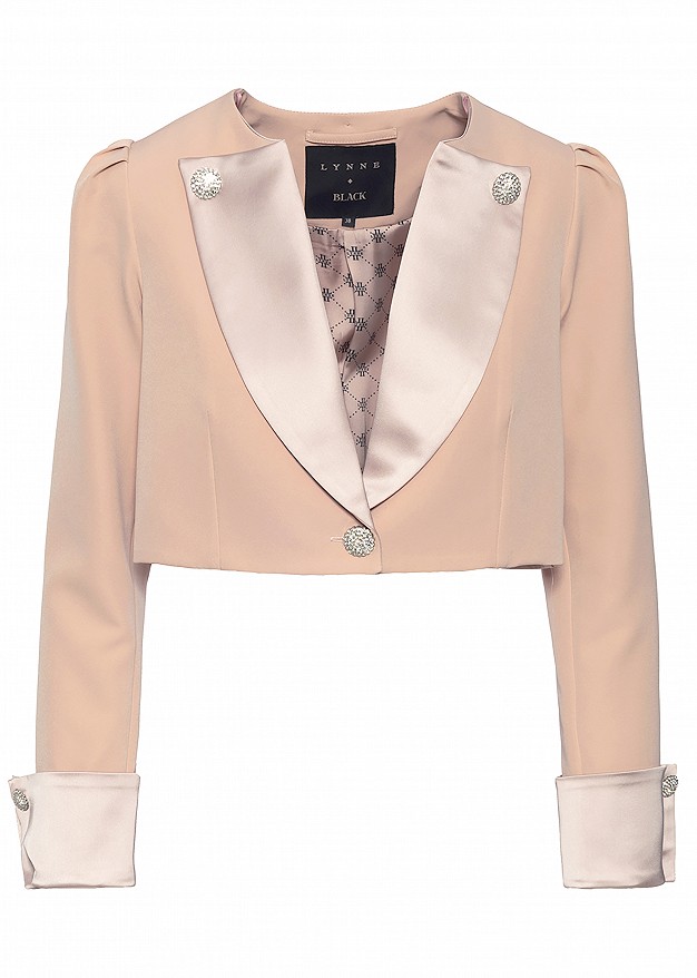 Crop blazer with satin details