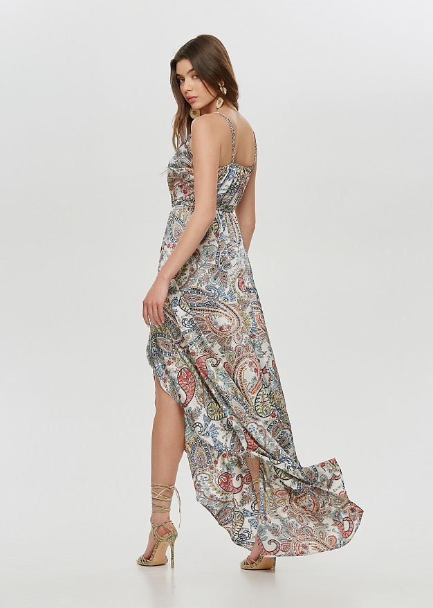Maxi double breasted dress in paisley pattern