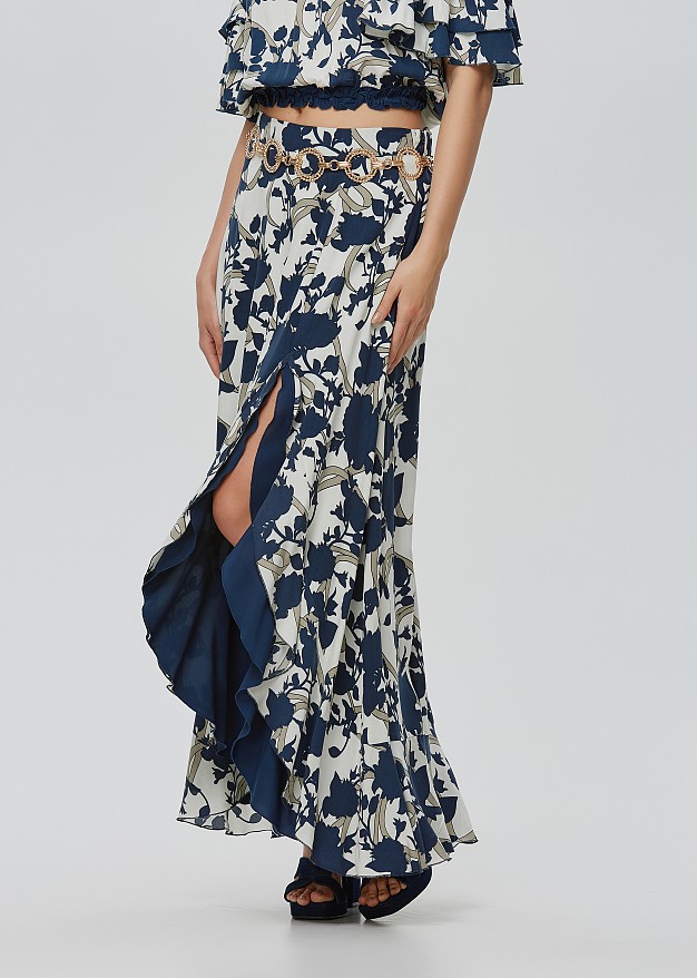 Maxi floral printed skirt with split