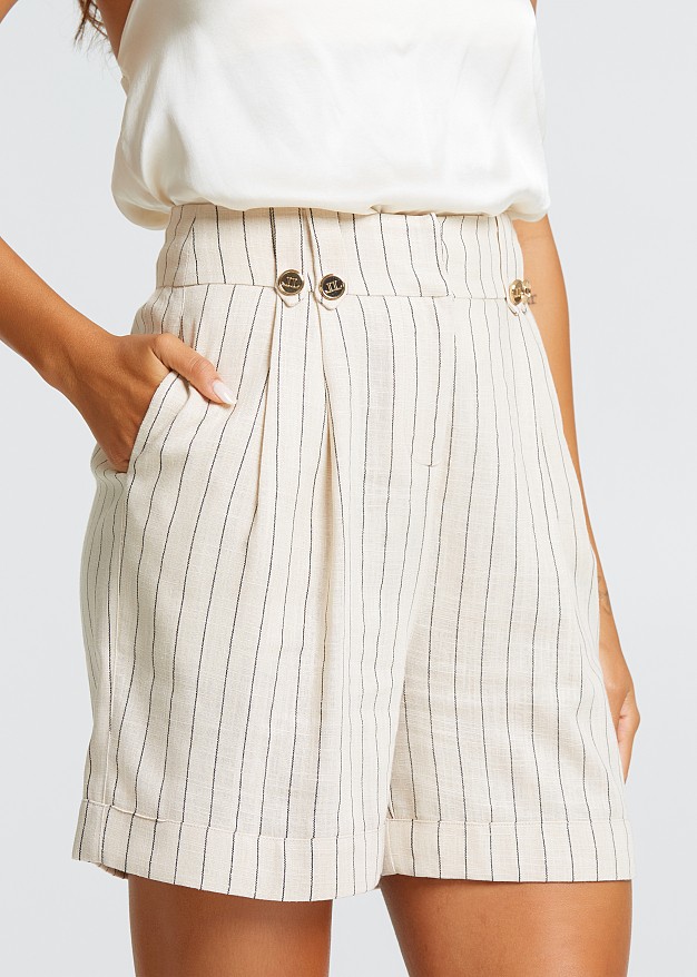 Linen shorts with stripes