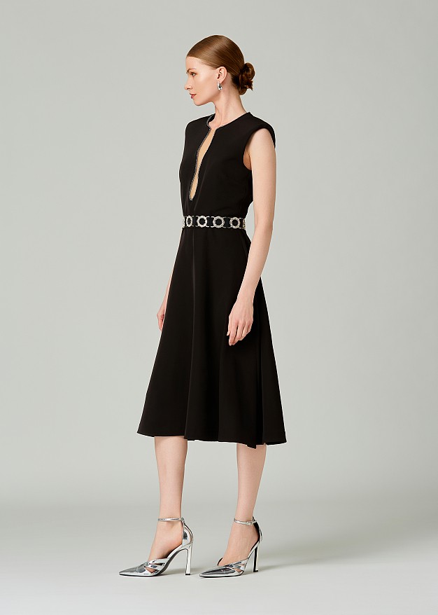 Cloche dress with transparented cut outs