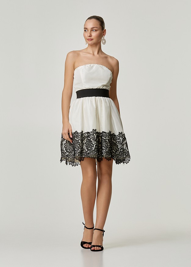 Straplees dress with lace details