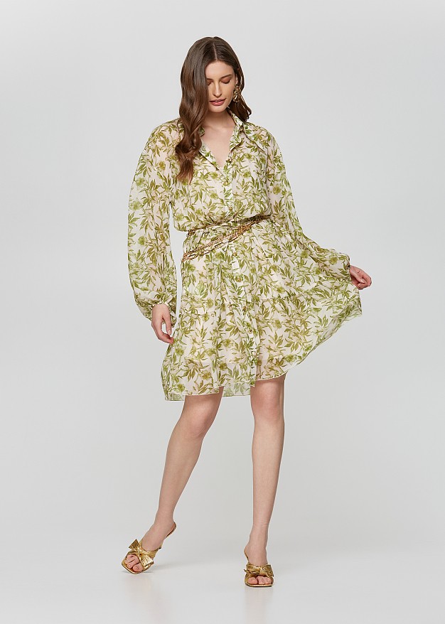 Къса рокля с флорални щампи
